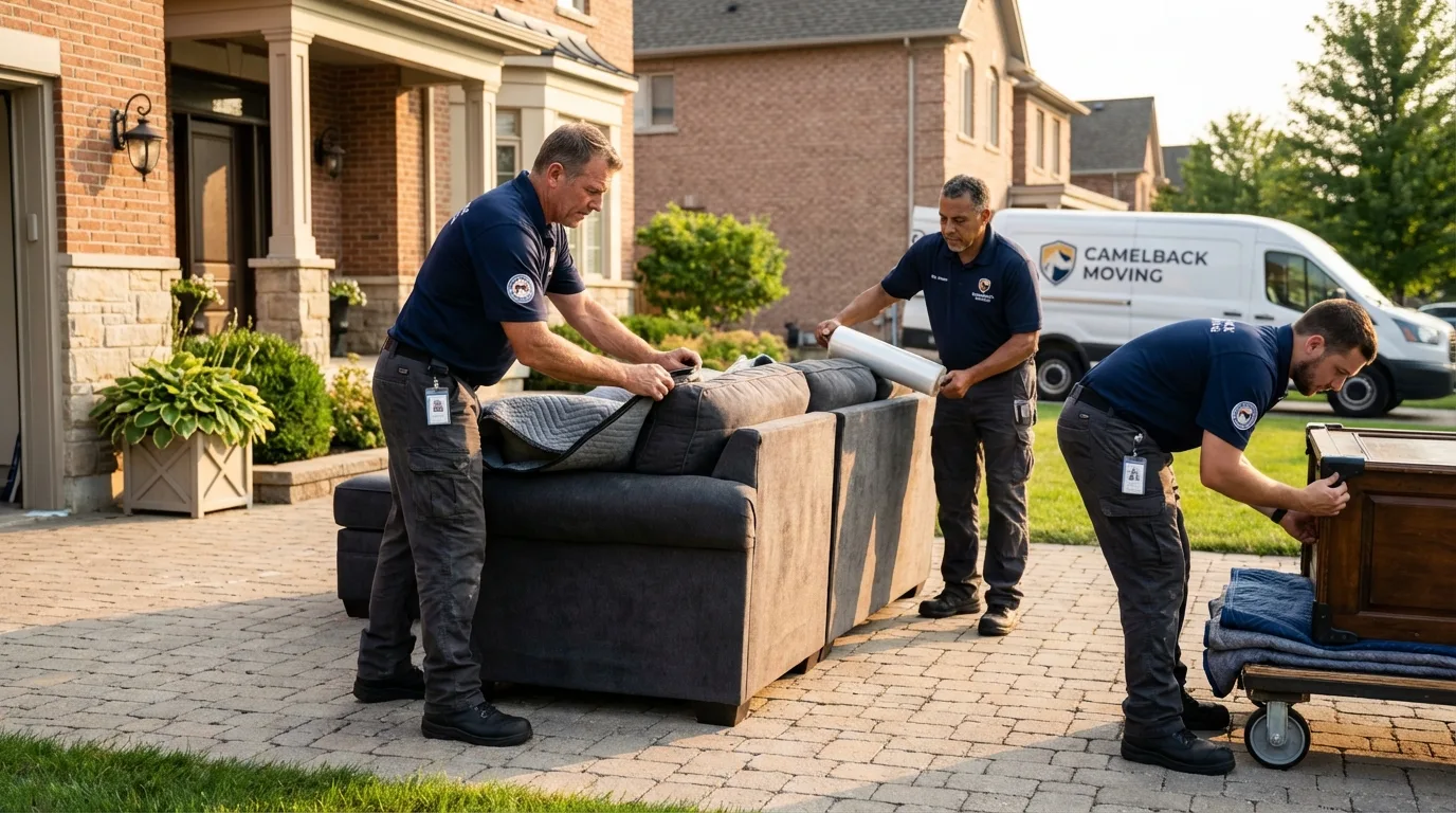 Large estate moving crew wrapping furniture in Towaoc, CO